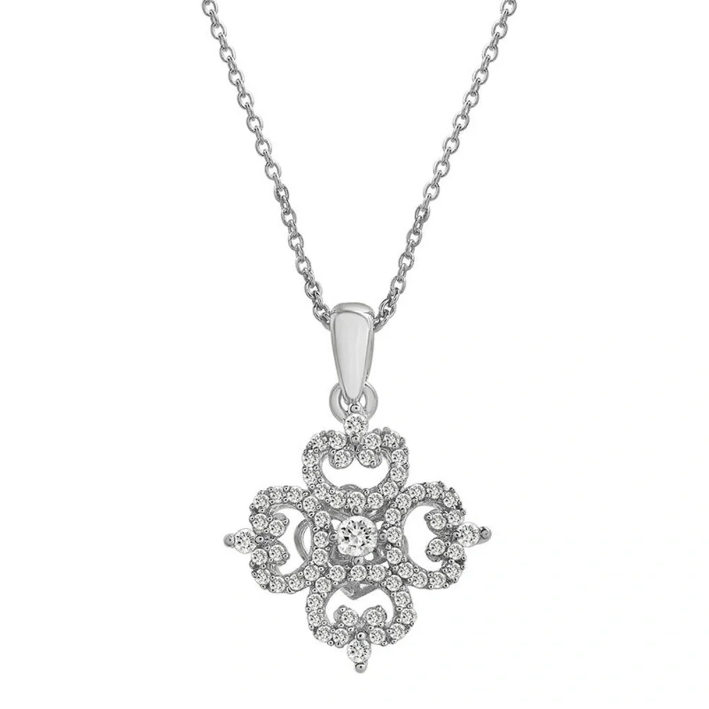 Sterling Silver Diamond Pendant Necklace (1/3 ct. tw.) - Picture 1 of 16